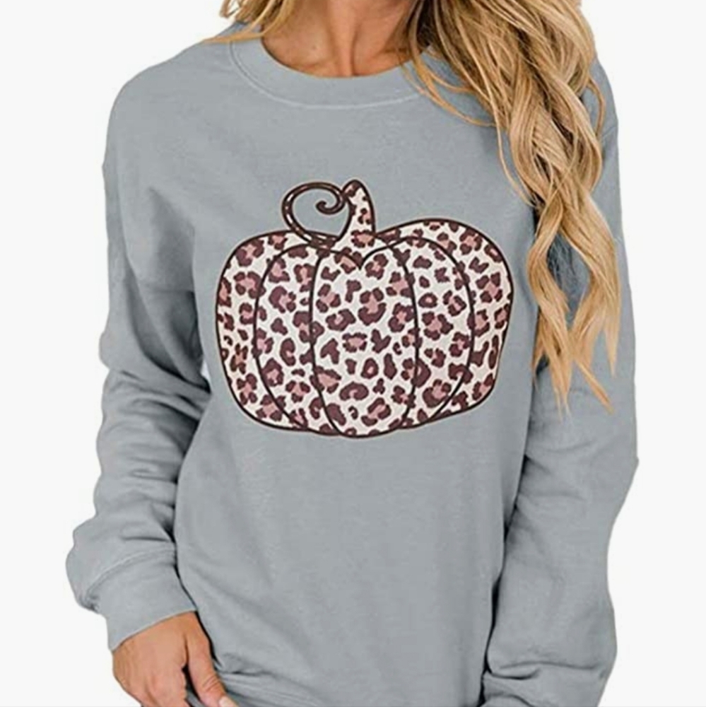 Women's Leopard Print Pumpkin Shirt